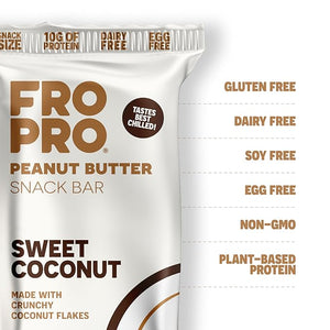 FROPRO Plant Protein Snack Bars - Plant Based Protein Bars All-Natural Gluten Dairy &amp Soy Free High Protein Bars with Low Calories | Coconut 24 Pack