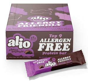 Alio Protein Bars - Choco Brownie (12 Bars) ? Free From The Top 9 Food Allergens, High Protein, Low-Calorie, Vegan, Gluten-Free, Nut-Free, Non-GMO, Plant-Based, Seed Oil Free, Delicious &amp; Healthy
