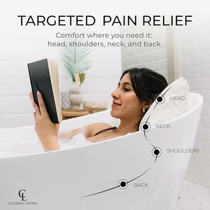 Luxury Bath Pillow for Tub - Thick and Comfortable Bathtub Pillow Support for Head and Neck and Back - Washable Quick-Drying Bath Pillows - Bath Cushion for Home Spa - Fits Any Bathtub - White