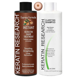 KERATIN RESEARCH Instant Keratin Hair Treatment Express Formula Straightens Smooths Repairs 4-6 Months Professional Grade Results at Home/Salon
