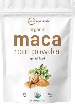 Organic Maca Root Powder 2 Pound Gelatinized for Better Absorption Rich in Antioxidants Help Energy Stamina Endurance Strength and Immune System No GMOs Vegan Friendly and Peru Origin