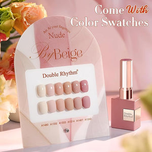 Double Rhythm 6 Pcs 15 ML Gel Polish Set Same Color Same Bottle Soak Off Gel Polish Kit Nail Art Manicure Salon DIY at Home for Women (Light Beige Nude Pink Neutral Rose-T6-4)