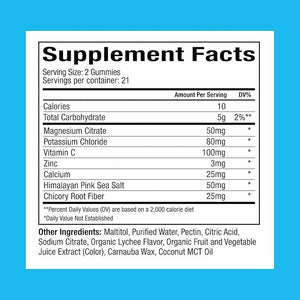 Plant People WonderHydrate Electrolyte Gummies ? Vegan Hydration Supplement with Magnesium, Potassium, Zinc, Vitamin C &amp; Himalayan Sea Salt ? Zero Sugar Lychee (42 Count)