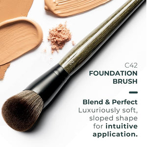 Rose and Ben Beauty C42 Professional Foundation Brush | Multi-Use Angled Makeup Brush for Buffing Blending &amp Building | Creates a Seamless Finish and is Cruelty Free