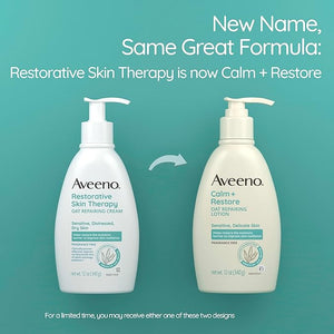 Aveeno Calm + Restore Oat Repairing Body Lotion for Sensitive Skin Daily Moisturizer with Prebiotic Oat Aloe &amp Pro-Vitamin B5 Fragrance Free Body Lotion Helps Heal Dry Skin 12 oz