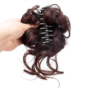 FRANCES Fake Hair Bun Synthetic Bun Hair Clips Messy Bun Ponytail Extensions Wavy Curly Bun Claw Clips Wigs for Women Hair Bun Hair Accessories (Color : 1Pcs-02)