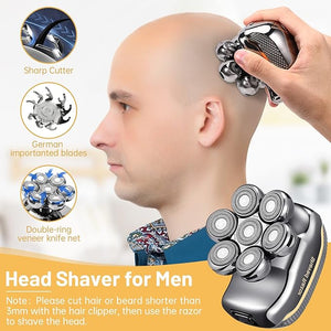 Head Shavers for Bald Men: - Electric Head Shavers for Men Wet&ampDry Waterproof Cordless Electric Razor 6-in-1 Rotary Shaver Grooming Kit with Nose Beard Trimmer Hair Clipper