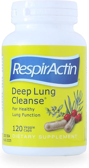 SUNFORCE HEALTH &amp; ORGANICS Deep Lung Cleanse Veggie Caps | RespirActin Product Family of Herbal Supplements | Respiratory System Support (120)