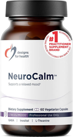 Designs for Health NeuroCalm - 5HTP GABA L-Theanine Supplement for Stress Response - Methylated B12 Vitamin B6 Taurine Chamomile &amp Magnesium Supplement for Mood Support (60 Vegan Capsules)