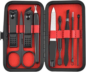 9 Pcs Daily Hand Foot Care Tools Set Stainless Steel Scissors Tweezer Ear Pick Nail Clippers Set Gift for Men Husband