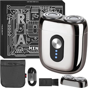 Portable Rotary Shaver Mini Electric Razor for Men Alloy Body &amp Magnetic Shaving Head Wet and Dry ShavingWaterproof Cordless Electric Razor with Travel CaseGift for BoyfriendFather