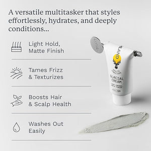 Highland Glacial Cream - Versatile hair styling cream that smooths, de-frizzes, texturizes &amp; boosts curls. Natural, plant-derived, &amp; made for all hair types. (2.5 oz)