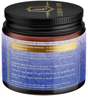 LUXURY LIFE Bed Butter - Irresistibly Fragranced Mood-Enticing Butter Infused with Hyaluronic Acid. Extra Rich Calming Nighttime Moisturizer for Sensual Stimulating Experience (Island Passion 8 oz)