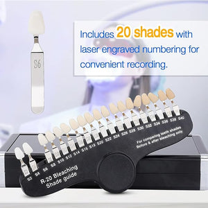 ANNWAH Dental Teeth Shade Guide, Professional Porcelain 3D R-20 Tooth Whitening Shade Chart with 20 Colors