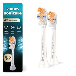 Philips Sonicare A3 All-in-One - Genuine Replacement Electric Toothbrush Heads White 2 Pack HX9092/77