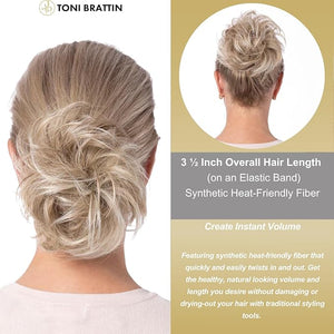 Toni Brattin Twist Classic - Hair Piece Accessory - Instant Volume &amp Styling for Women - Wrap Around Short or Long Ponytail - Quick and Easy to Use Wrap Up Bun - Heat-Friendly Fiber (Platinum)