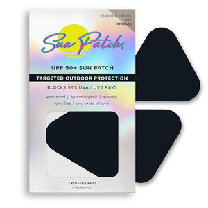 Sun Patch Hypoallergenic Sun-Screen Cheek or Hand Patches 100% Silicone UPF-50 UV Protection Reusable 1 Pack/4 Pairs Black