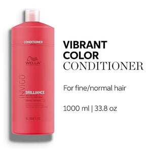 Wella Professionals Invigo Brilliance Conditioner for Coarse Hair | Intense Color Protection &amp Maintains Vibrancy | Formulated with Lime Caviar