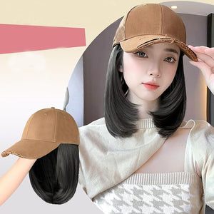 Women's Hat wig Duck Tongue hat collarbone Hair Straight hair inner Buckle wig Baseball Cap Sun Hat Wave Curly Hair
