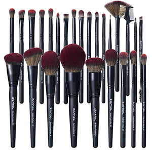 ZAMEL 26Pcs Black labeled Makeup Brushes Set Professional,Full Face ULTRA SOFT Hair Makeup Brush Set Contains large powder Foundation Ultimate Blending Make up Brush set Blush Concealers Eyeshadow