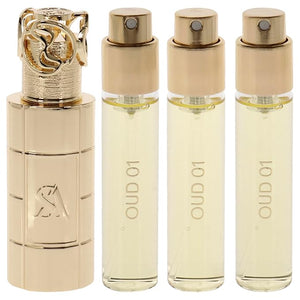 Swiss Arabian Oud 01 Giftset - Arabian Perfumes for Women and Men - Long Lasting Perfume - Floral, Spicy, Amber Perfume - 3 Bottles with Case - 4 pc