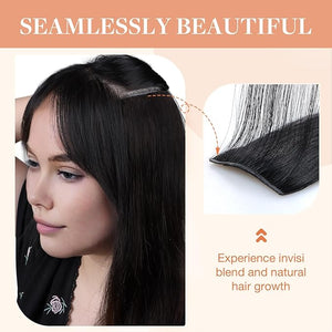 GOO GOO Invisi Edge Clip in Hair Extensions 12inch 85g 7Pcs Injected Seamless PU Clip in Hair Extensions, Virgin Real Human Hair, #1B Natural Black