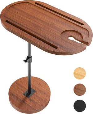 NiHome Bamboo Swivel Sofa Armrest Tray Table for Couch with Thickened Stable Base Adjustable Height TV Tray Side Table with 360¡Æ Rotating for Bath Tub Hot Tub Bedside Balcony Brown