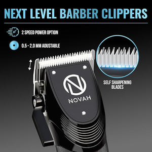 Novah Professional Hair Clippers for Men Professional Barber Clippers and Trimmer Set Mens Cordless Clipper Fade Haircut Kit Electric Hair Cut Machines