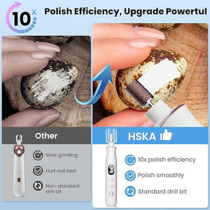 HSKAI¢ç Professional Nail Drill Kit: Electric Nail File with LCD &amp Lamp Long-Lasting Thick Toenail Grinder Rechargeable &amp Cordless Toe Nail Dremel Tools for Women &amp Men Manicure and Pedic