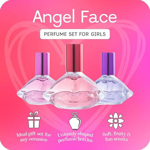 Angel Face Perfume Set for Teen Girls Body Spray Perfume for Kids Girls 10-12 &amp Teenage Fashion Collection Girl Gift Set 3 Kissing Lips-Shaped Perfumes