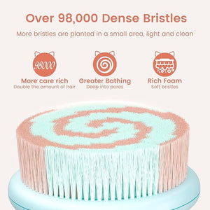 Electric Back Scrubber for Shower Body Brush Waterproof Shower Body Scrubber for Cleansing Massaging Rechargeable Spinning Bath Brush for Kids &amp Adults with 2 Heads &amp 3 Speed Modes Pink