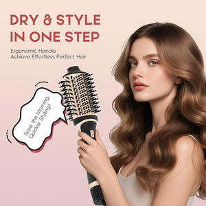 Hair Dryer Brush Set, Multifunctional Hot Air Brush for Salon Blowouts, Negative Ion Technology &amp; Quick Drying, Shiny and Less Frizz, Black Orange
