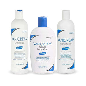 Vanicream Free and Clear Shampoo Conditioner and Body Wash Set For Sensitive Skin Fragrance and Paraben Free - 12 Ounce