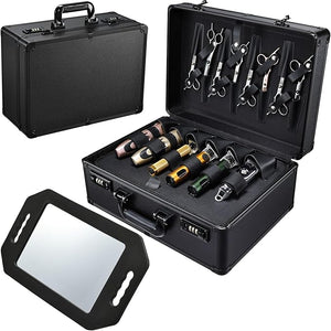 Barber Accessories Case Profesional Barbers Briefcase Tool Case Barber Cases for Clippers and Supplies Hair Scissors Clippers Trimmer Organizer Barbers Suitcase with Code Lock (Matte Black)