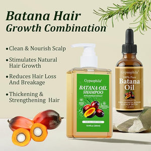 Batana Oil Hair Growth Bundle-100% Pure Natural Rosemary Oil and Hair Growth Shampoo-Natural Hair Treatment for Women &amp Men ?Hair loss &amp Thicker Healthier Hair
