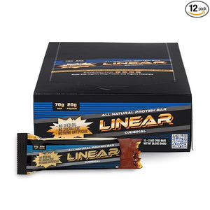 Linear Protein Bar Chocolate Peanut Butter Caramel Flavor 20 Grams Whey Protein Clean and Natural with All Organic Ingredients No Seed Oils High Fiber Gluten Free Healthy Snacks 12 Pack