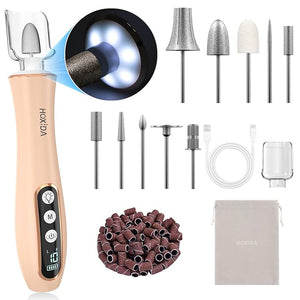 Professional Manicure Pedicure Kit, Cordless Electric Nail Drill with 360¡Æ LED Light&amp;10 Speeds&amp;Memory Mode, Pedicure Tools for feet, Hand Foot Care Nail Drill for Thick Nail Toenail Cuticle, P