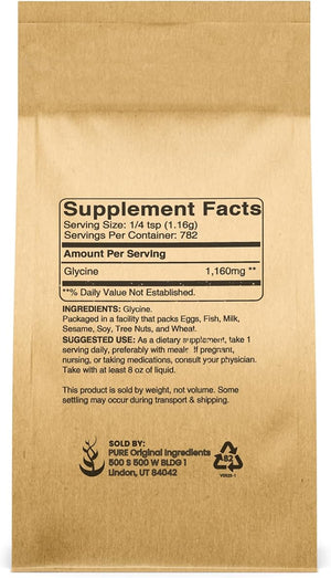 Pure Original Ingredients Glycine Powder (2lb) Non-GMO Non-Essential Amino Acid Allergen-Free