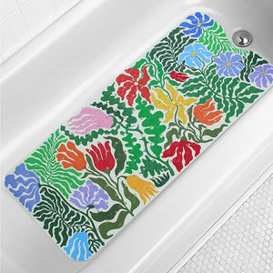 Plant Bathtub Mat Non Slip for Kids 40x16in Extra Long Floral Anti Slip Bath Mat for Tub Abstract Botanical Rustic Shower Mat with Large Drain Holes Suction Cups Flowers Leaves Design Bathroom Decor