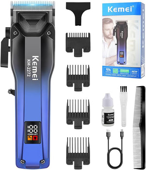 KEMEI KM-2272 Professional Hair Clippers for Men, Cordless Barber Clippers, Electric Clipper for Men Haircut, USB Type C Rechargeable Up to 200 Min Usage with LED Display