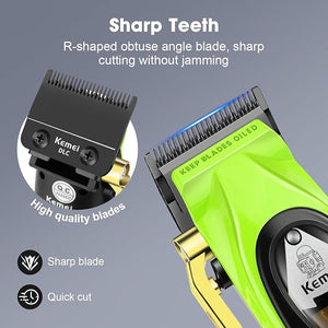 KEMEI Professional Hair Clipper for Men Rechargeable Barber Clipper Cordless Electric Hair Clipper and Trimmer Haircut Clipper Gift for Men