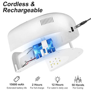 60W Rechargeable UV LED Nail Lamp Faster Wireless Nail Dryer Gel Polish Light 42 Beads &amp Portable Handle Professional Curing Lamp For Fingernail and Toenail Auto Sensor &amp Quick Dry Nail Mac