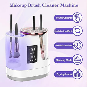 Makeup Brush Cleaner Machine 3 IN 1 Electric Makeup Brush Cleaner &amp Dryer Cosmetic Brushes Cleanser USB Makeup Brush Washer Cosmetic Brushes Cleaner Tool for All Makeup Brush Sponges (White)