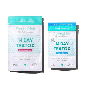 SkinnyMint Detox Tea 14 Day Kit- Ultimate TeaTox Program- All Natural Morning Boost and Night Cleanse Detox Tea- Helps Alleviate Bloating and Boost Energy