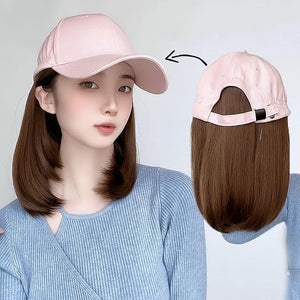 Women's Hat wig Duck Tongue hat collarbone Hair Straight hair inner Buckle wig Baseball Cap Sun Hat Wave Curly Hair
