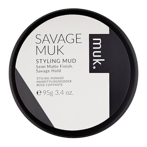 MUK. Savage Hair Styling Mud for Medium to Coarse Hair - Semi Matte Flexible Hold with Humidity Resistance. Water Soluble Hair Mud for Texture Volume &amp Extreme Styling Mud. Never Flakes 95g
