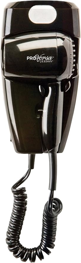 JERDON Wall-Mount Hair Dryer ? Black - Direct Wire Only - Hotel Style Wall Mounted Hair Dryer ? Model JWM8CBD