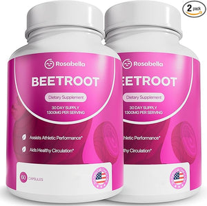 Rosabella Organic Beet Root Capsules - 1300mg Beet Root Powder Aids Healthy Circulation &amp Vitality Non-GMO Beet Root Supplement - 120 Capsules 60-Day Supply