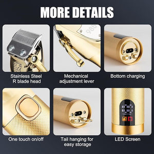 RESUXI Hair Clipper for Men T Blade Zero Gapped Nose Hair Trimmer SetProfessional Cordless Barber Clippers Hair Cutting Machine Haircut Grooming KitGold