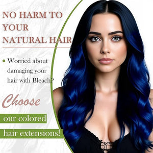 RUNATURE Micro Beads Hair Extensions Real Human Hair 22 Inch Blue Human Hair Extensions with Micro Links Cold Fusion Remy Natural Hair Tangle-free Straight Hair for Highlight Party 25g 25s